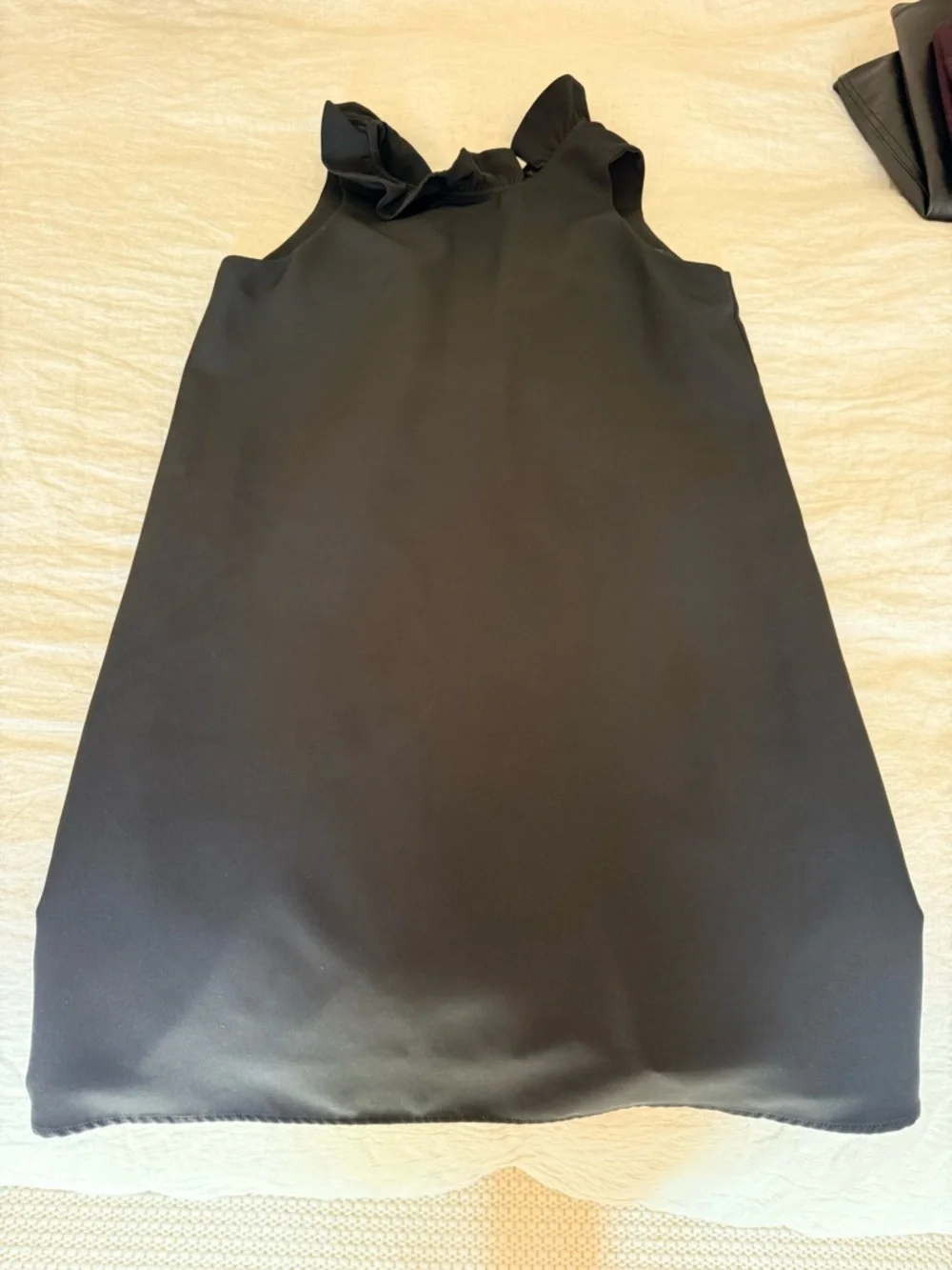 Tuckernuck Black Mini Dress with Ruffle Neck - Picture 1 of 3